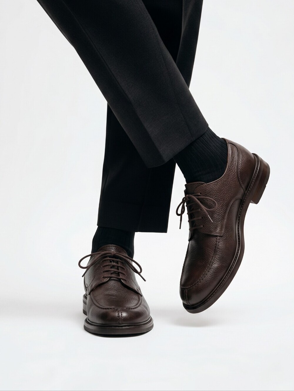 SANDRO MOSCOLONI Dress Shoes Men's 9.5 D Brown Pebble Leather Vineyard Lace Up